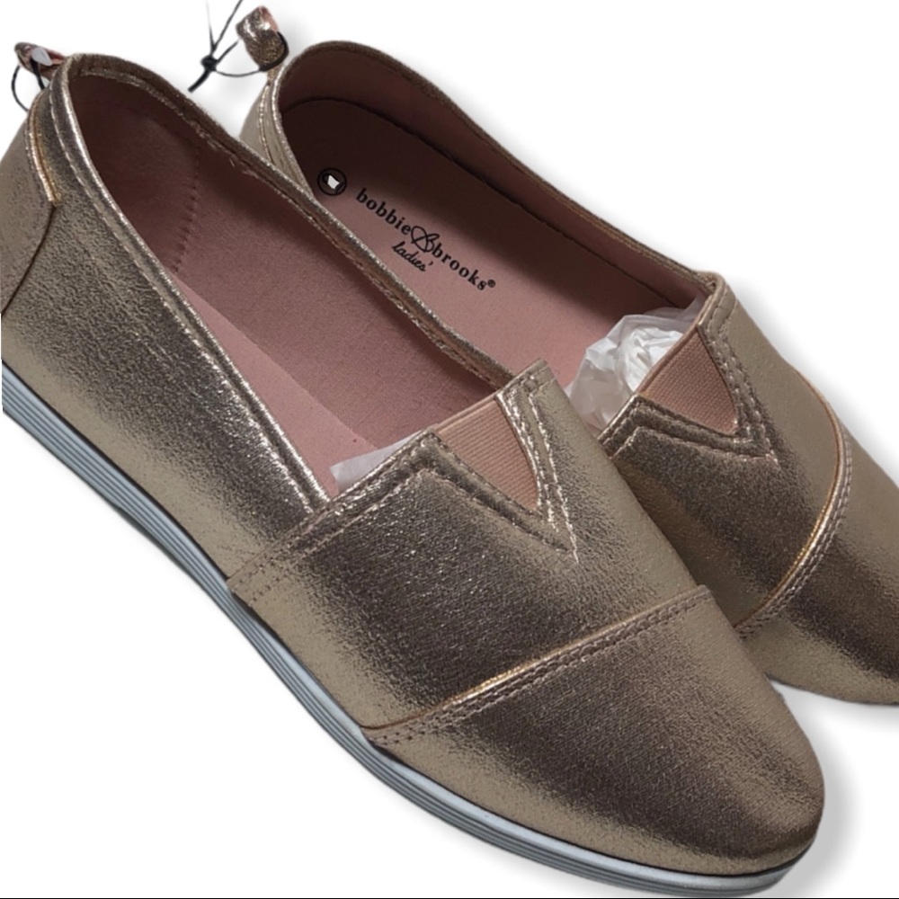 slip on shoes rose gold pink metallic